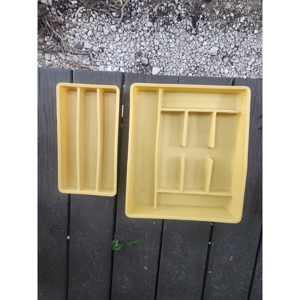Vintage Set Of 2 Rubbermaid Party Plan Utensil Cutlery Drawer Organizer Gold